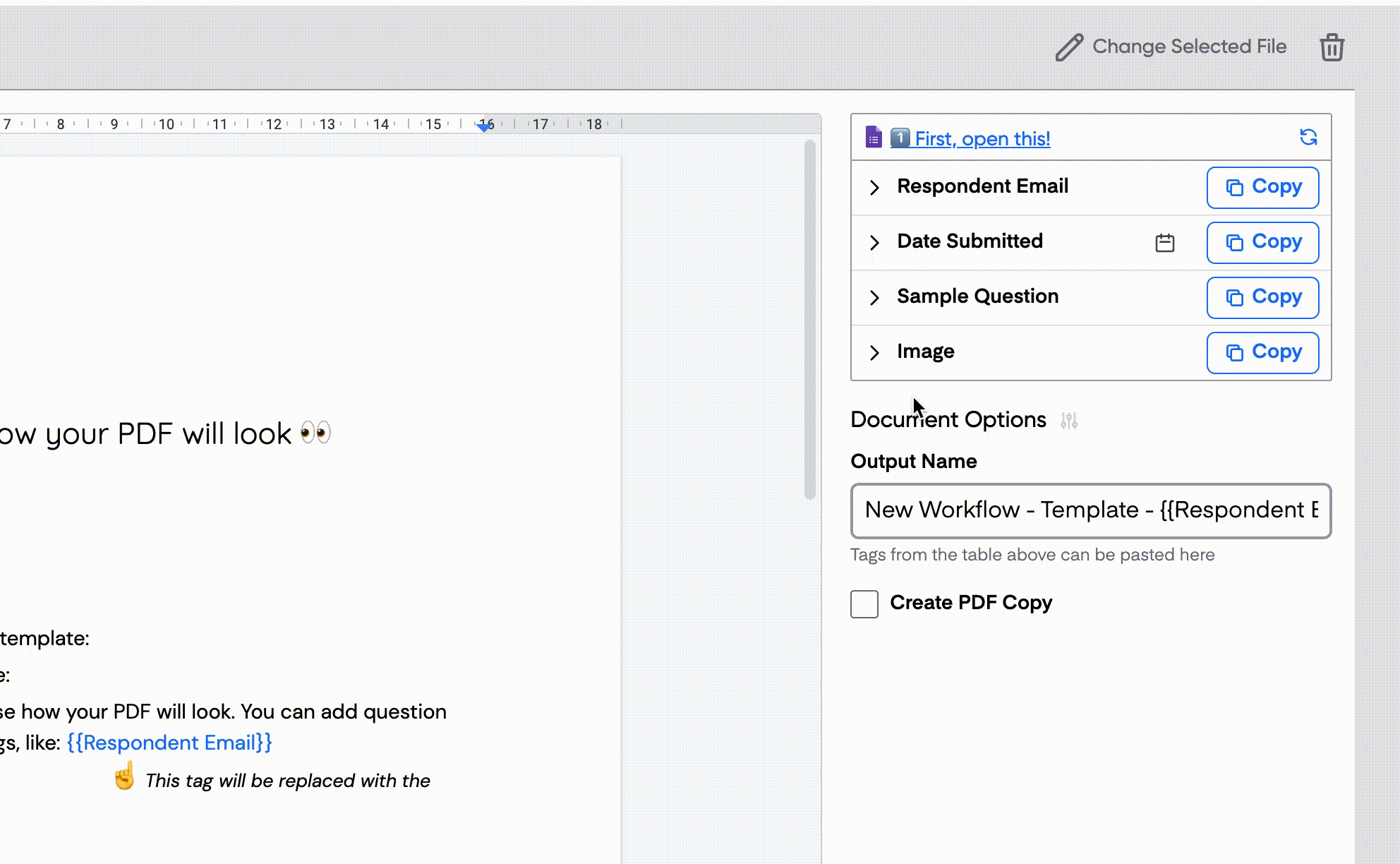 Change selected template in Portant
